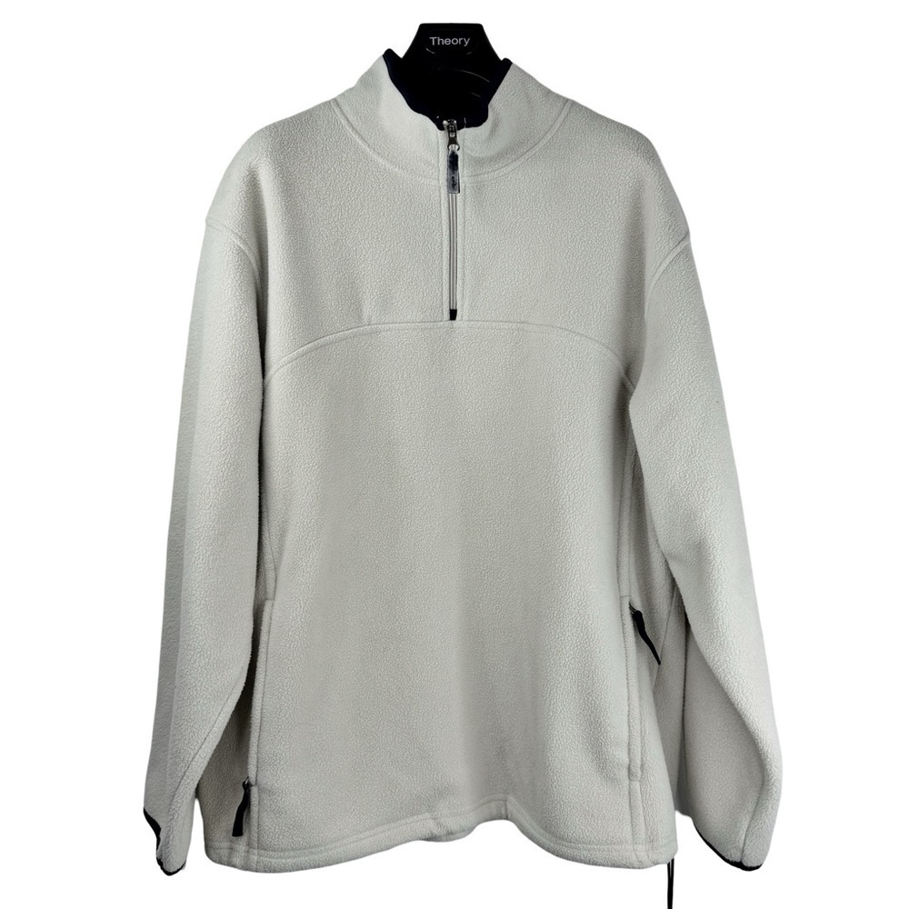 JOHN ASHFORD Sport Men's Bone Colored/Cream 1/4 Zip Mock Neck Fleece Pullover L